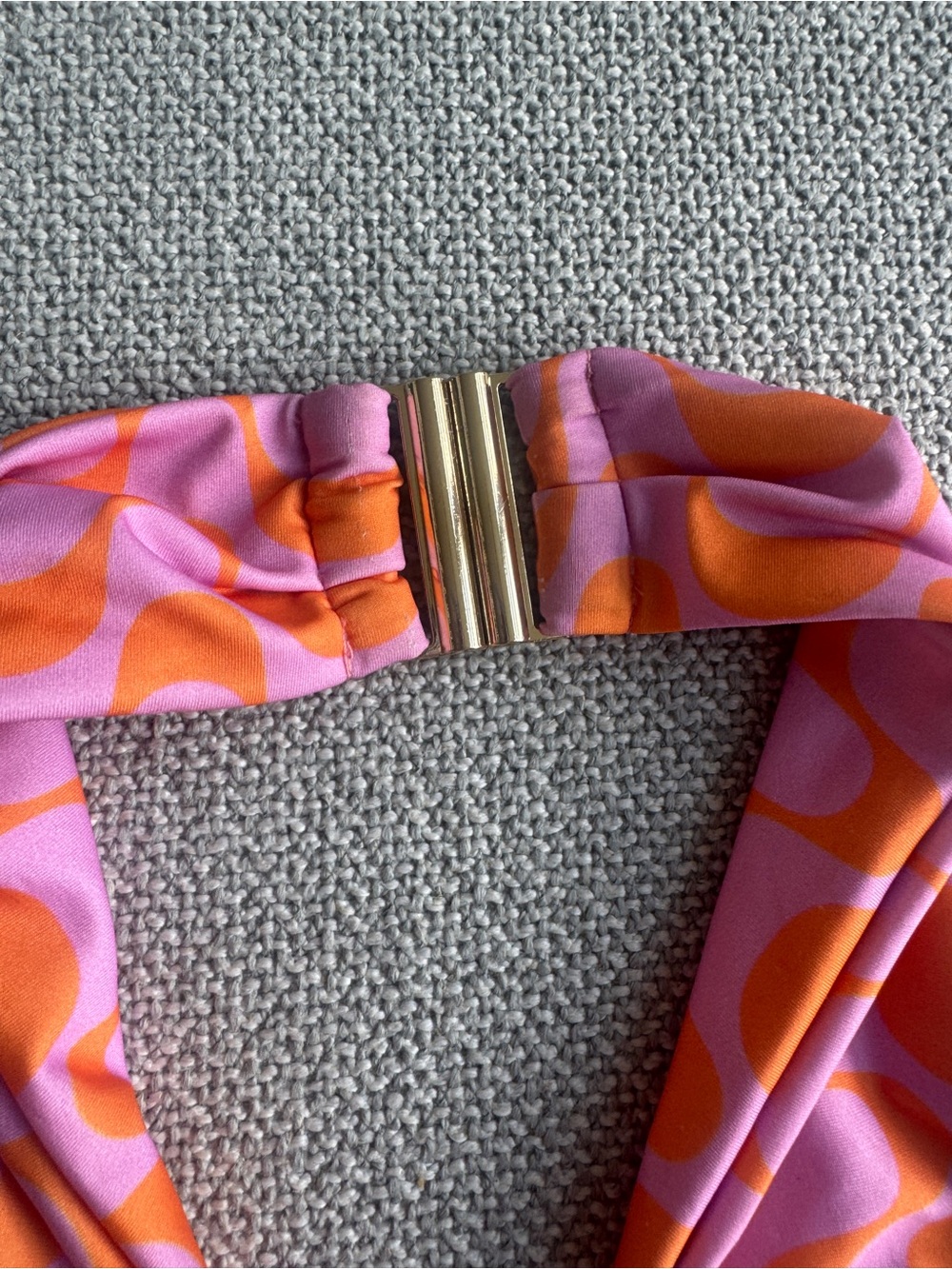 Oceanus Inspired Embroidered Floral Bikini Set Pink Orange Halter Swimwear - Picture 3 of 3